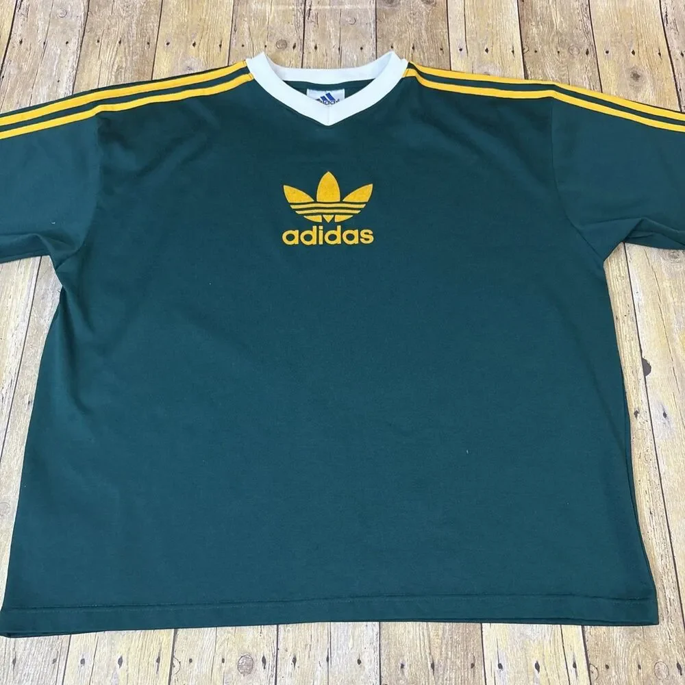 Vintage Adidas v Neck Soccer Jersey Blank Mens XXL 2XL Short Sleeve - Picture 1 of 6
